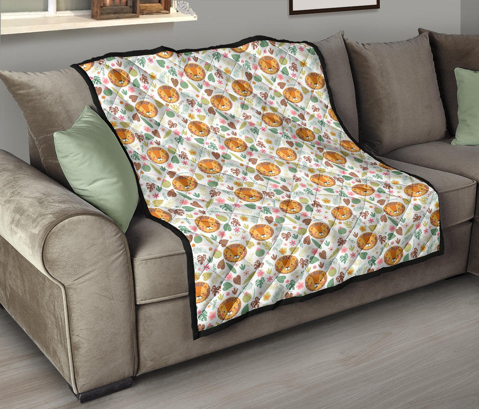 Lion Pattern Print Design 04 Premium Quilt