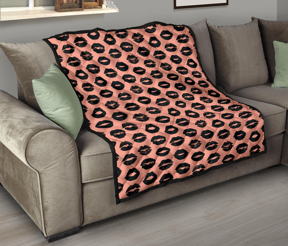 Lips Pattern Print Design 02 Premium Quilt