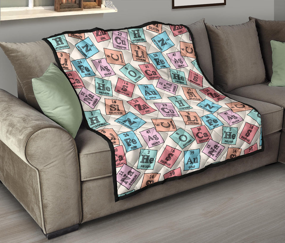Chemistry Periodic Table Pattern Print Design 02 Premium Quilt