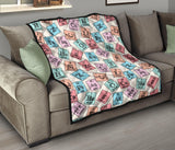 Chemistry Periodic Table Pattern Print Design 02 Premium Quilt