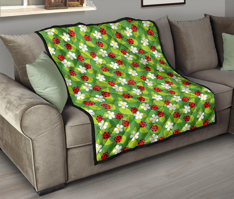 Ladybug Pattern Print Design 01 Premium Quilt