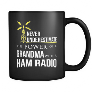 Black Mug-Never Underestimate The Power of a Grandma With a Ham Radio ccnc001 hr0012