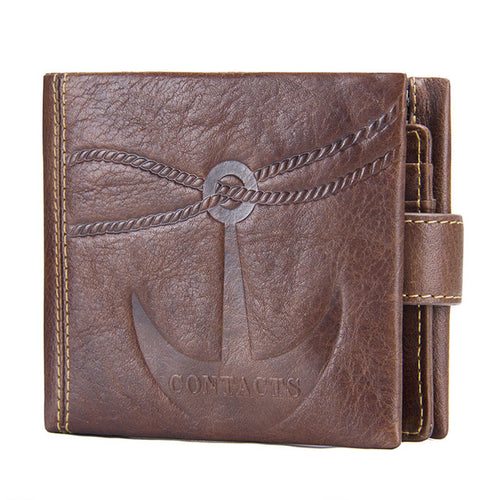 Wallet Casual Anchor Printed Design Genuine Leather Men Wallets With Card Holder And Coin Pocket Ccnc006 Bt0240