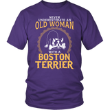 Shirt-Never Underestimate an Old Woman With a Boston Terrier ccnc003 dg0043