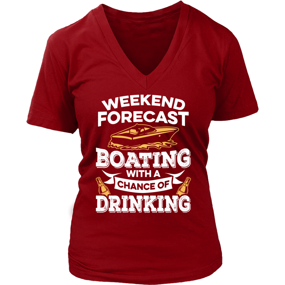Woman V Neck Shirt-Weekend Forecast Boating With a Chance of Drinking ccnc006 bt0013